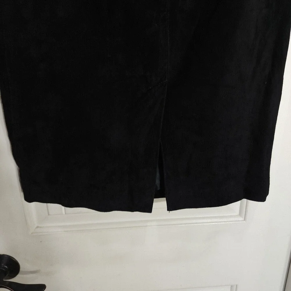Vintage Rem Garson Pencil Skirt Womens 8 Black Suede Lined Back Slit Zip